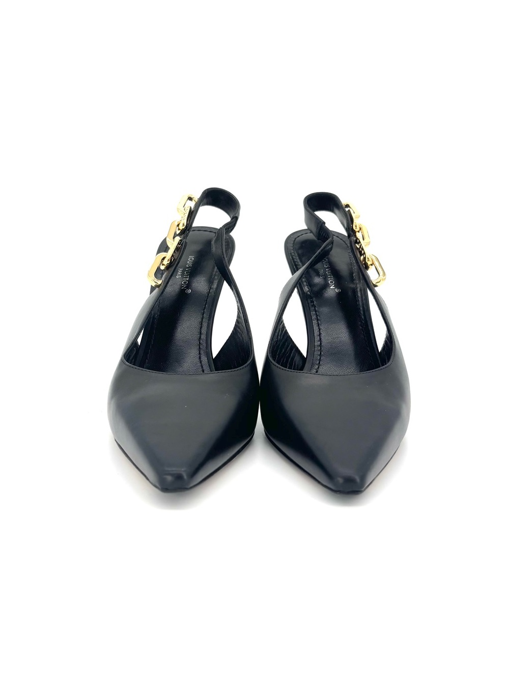 Louis Vuitton Sparkle Slingback Chain Monogram Pointed Toe Pumps 37 - Picture 3 of 10